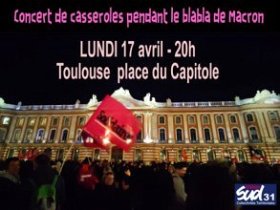 SUD Collectivités Territoriales de la Haute-Garonne : Concert de casseroles pendant le blabla de Macron